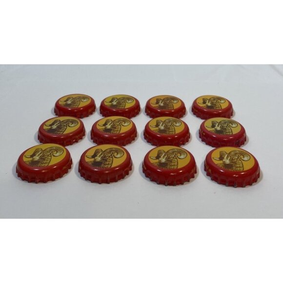 Lot of 12 Ram Head Red Yellow Shiner Bock Texas Beer Bottle Caps Older Style - Picture 2 of 9